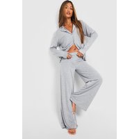 Pantalón De Pijama De Pernera Ancha Y Tela Jersey, Gris