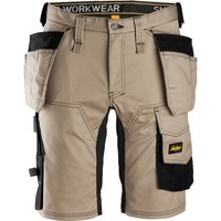 Snickers 6141 Mens Allround Work Stretch Slim Fit Holster Pockets Shorts Khaki / Black 35"