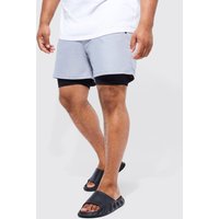 Plus mittellange 2-in-1 Badehose - Grau - XXL, Grau