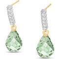 Green Amethyst & Diamond Avery Embellished Stud Drop Earrings in 9ct Gold