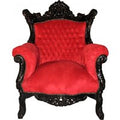 Casa Padrino Barock Sessel Al Capone Bordeaux / Schwarz 80 x 90 x H. 128 cm - Antik Stil