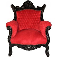 Casa Padrino Barock Sessel Al Capone Bordeaux / Schwarz 80 x 90 x H. 128 cm - Antik Stil