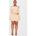 Plus Cream Knitted Cut Out Buckle Detail Mini Skirt