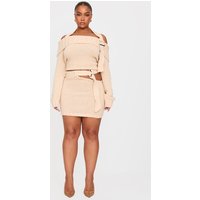 Plus Cream Knitted Cut Out Buckle Detail Mini Skirt