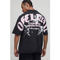 Black Oversized Washed Ofcl Man Over Seams Printed T-Shirt, Negro
