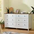 Modern Painted Solid Wood 6 Drawer Chest of Drawers for Bedroom Living Room Entryway Ample Storage Easy Assembly Stylish White
