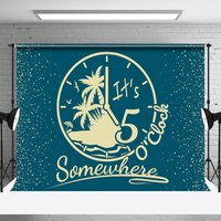 Teal Yellow Its 5 Oclock Somewhere Party Backdrop - Aperturee