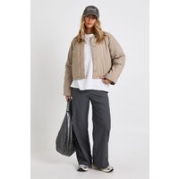 Button Up Short Padded Jacket, Beige