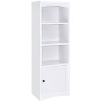 3-Tier Media Tower, 70.75 High, 23.5 Wide, 15.5 Deep, Engineered Wood, White Finish, Adjustable Shelves, Cabinet, Living Room St