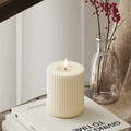 Solid Stripe LED-Blockkerzen Ø 8 x 10 cm, Creme