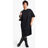 Vestido Camiseta Plus Midi Oversize, Negro