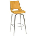 2 x Mako Yellow Leather Effect Swivel Bar Stool