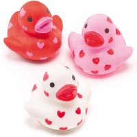 Mini Heart Rubber Ducks (Pack of 6) 3 Assorted Colours, 35mm x 35mm, Bath Time Friendly, Pocket Money Toys