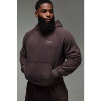 Sudadera Man Active Recta Con Capucha Y Lavado A La Piedra, Brown