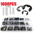 580/1000pcs Washer M1.2 to M15 Black Carbon Steel External Retaining Ring E Clip Snap Circlip Washer for Shaft Assortment Kit