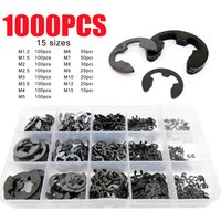 580/1000pcs Washer M1.2 to M15 Black Carbon Steel External Retaining Ring E Clip Snap Circlip Washer for Shaft Assortment Kit
