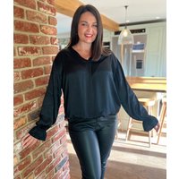 Black satin popover blouse  Size One Size