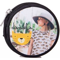 Monedero Redondo Personalizado con Foto o Diseño - 9ø - Monedero de Tela Negra - Con cremallera