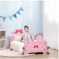 Princess Toddler Bed with Guardrails - Pink MDF Kids Frame (143x74cm) - Age 3-6 | Wowcher