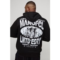 Plus Regular Fit Brooklyn Bridge Zip Through Hoodie, Negro