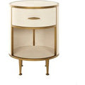 Bedside Table In Ivory Faux Shagreen