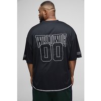 Plus Oversized Worldwide Applique Baseball T-Shirt, Negro