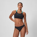 Ensemble bikini Femme Boom Leaderback uni noir/turquoise