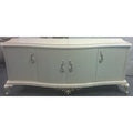 Casa Padrino Luxus Barock Massivholz Sideboard Hochglanz WeiÃ mit Patina - Handgefertigter Massivholz Schrank mit 4 TÃ¼ren - Luxus Barock MÃ¶bel - Wohnzimmer MÃ¶bel im Barockstil - Barock Einrichtung