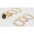 Statement Stone Detail Rings 6 Pack, Metallics
