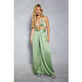 Womens Textured Satin Strappy Cut Out Jumpsuit - olive - 10, Olive