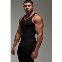 Top Sin Mangas Man Active Para El Gimnasio De Canalé Ajustado Al Músculo, Negro