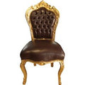 Casa Padrino Barock Esszimmer Stuhl Braun Glatt Lederoptik / Gold - MÃ¶bel
