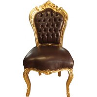 Casa Padrino Barock Esszimmer Stuhl Braun Glatt Lederoptik / Gold - MÃ¶bel