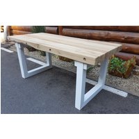 Casa Padrino Luxus Massivholz Esstisch - Eiche/Weiss - 200 cm x 90 cm x H80 cm  - Schwere AusfÃ¼hrung