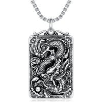 Sterling Silver Dragon Pendant Necklace for Men