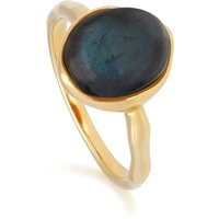 Irregular B Gem Labradorite Ring in Yellow Gold Plated Sterling Silver