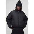 Regular Fit Mono Padded Ma1 Bomber Jacket, Negro