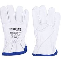 Guanti da lavoro in pelle di capra con polsino elastico bianco Donau S