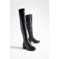 Botas Por La Rodilla Con Tacón Grueso, Negro