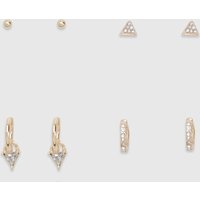 Stud & Hoop Earrings 4 Pack, Metallics