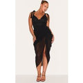 Plus Black Underwire Detail Draped Midi Dress