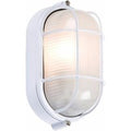 KnightsBridge IP54 Edison Screw Oval Bulkhead With Wire Guard - White