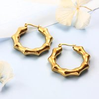 18k gold plated stainless steel earring stainless steel bamboo hoop earrings big earrings for women