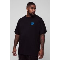 T-shirt Plus Size con ricamo di onde, Nero