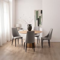 Set 4 sedie imbottite grigio con gamba nera Agnes