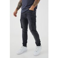 Vaquero Pitillo Elástico Cargo, Negro
