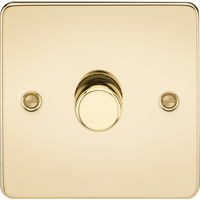 KnightsBridge 1G 2-way 10-200W (5-150W LED) Intelligent Flat Plate Dimmer - Polished Brass