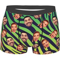 Novelty Personalized Custom Face Photo Boxers Briefs Men's Stretch Underwear Valentine's Day Birthday Gift For Husband Boyfriend