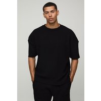 Conjunto De Pantalón Corto Y Camiseta Recta De Punto Y Canalé, Negro