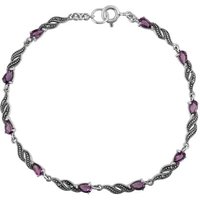 Art Nouveau Style Amethyst & Marcasite Tennis Bracelet